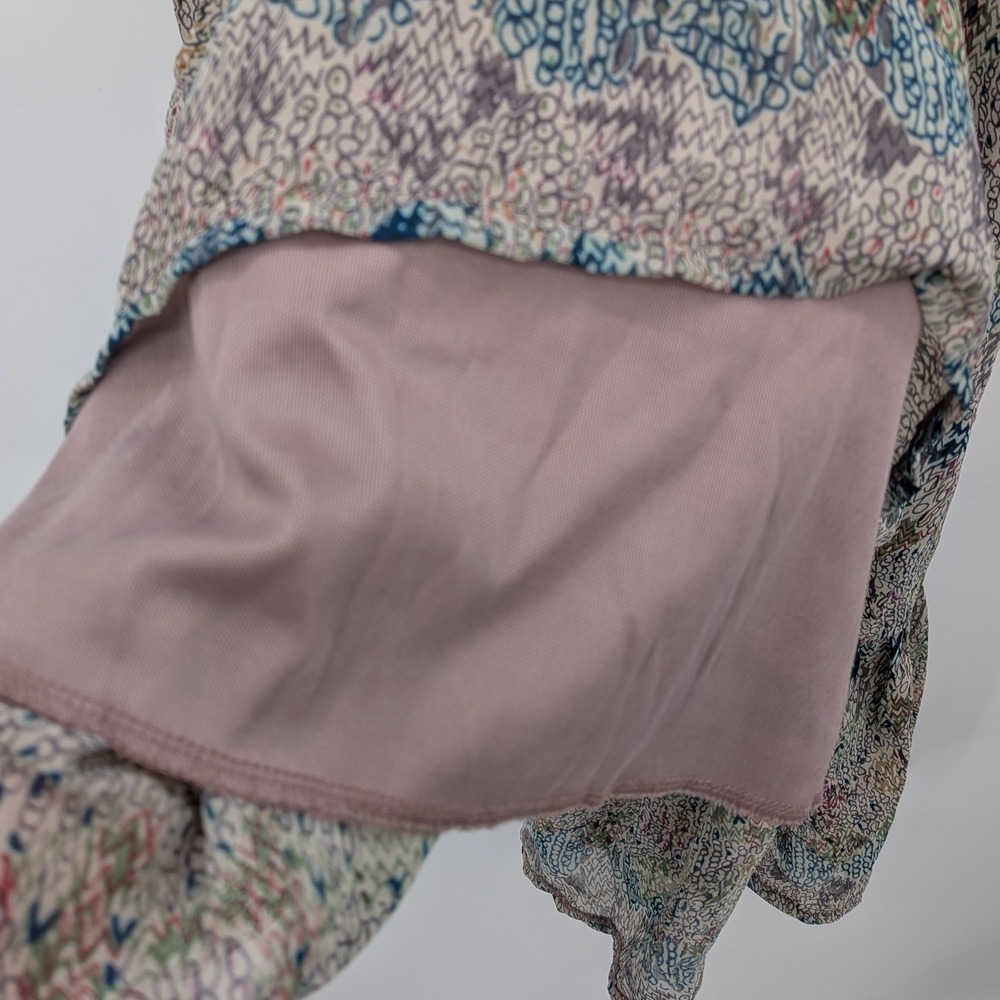 Boho Cottagecore Prairie Festival Western Pink Blue Hi Lo Hem Midi M Skirt - Picture 8 of 10